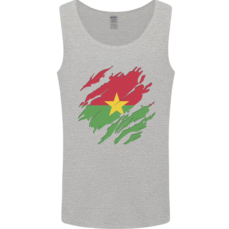 Torn Burkina Faso Flag Day Football Mens Vest Tank Top Sports Grey