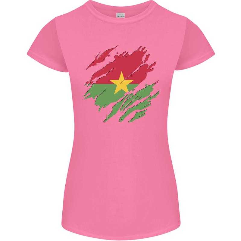 Torn Burkina Faso Flag Day Football Womens Petite Cut T-Shirt Azalea