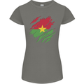 Torn Burkina Faso Flag Day Football Womens Petite Cut T-Shirt Charcoal