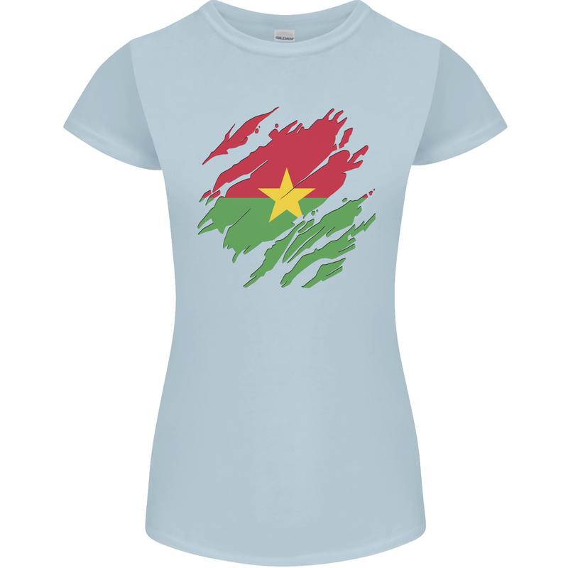 Torn Burkina Faso Flag Day Football Womens Petite Cut T-Shirt Light Blue