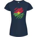 Torn Burkina Faso Flag Day Football Womens Petite Cut T-Shirt Navy Blue