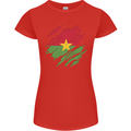 Torn Burkina Faso Flag Day Football Womens Petite Cut T-Shirt Red