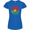 Torn Burkina Faso Flag Day Football Womens Petite Cut T-Shirt Royal Blue