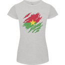 Torn Burkina Faso Flag Day Football Womens Petite Cut T-Shirt Sports Grey