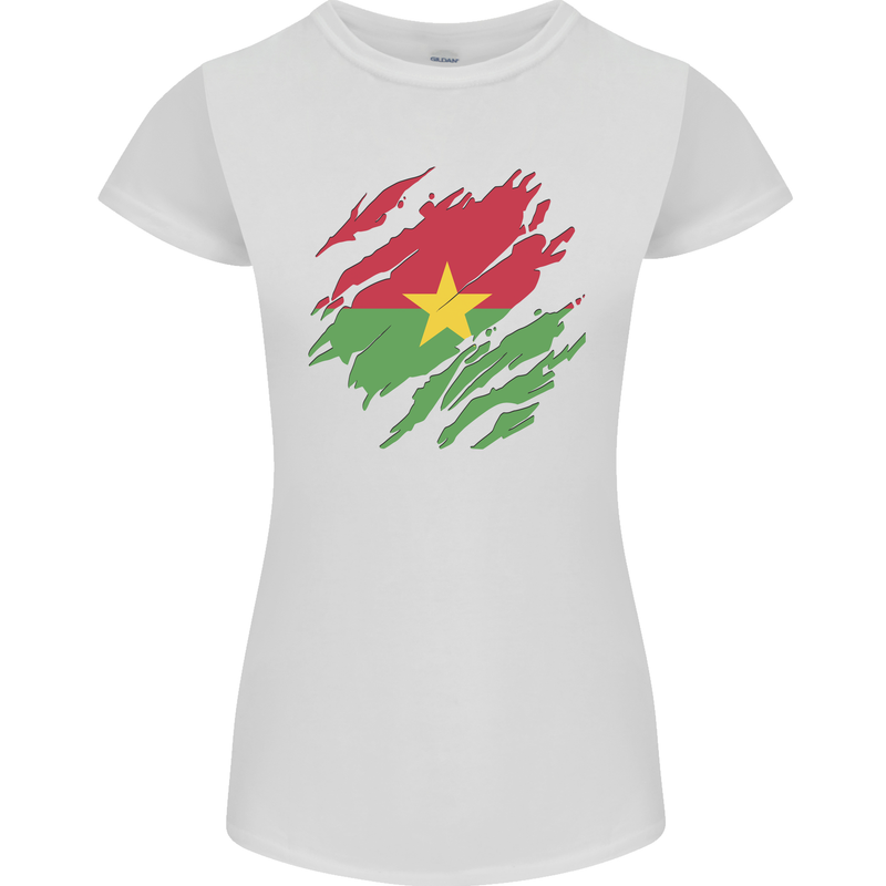 Torn Burkina Faso Flag Day Football Womens Petite Cut T-Shirt White