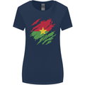 Torn Burkina Faso Flag Day Football Womens Wider Cut T-Shirt Navy Blue