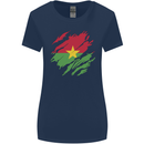 Torn Burkina Faso Flag Day Football Womens Wider Cut T-Shirt Navy Blue