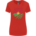 Torn Burkina Faso Flag Day Football Womens Wider Cut T-Shirt Red
