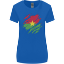 Torn Burkina Faso Flag Day Football Womens Wider Cut T-Shirt Royal Blue