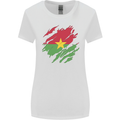 Torn Burkina Faso Flag Day Football Womens Wider Cut T-Shirt White