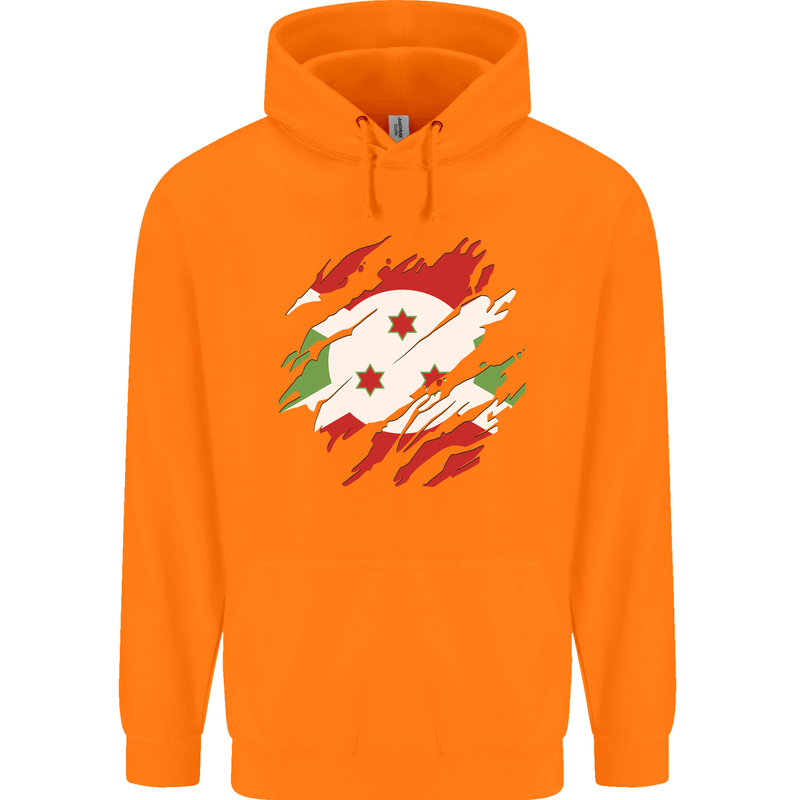 Torn Burundi Flag Burundians Day Football Childrens Kids Hoodie Orange
