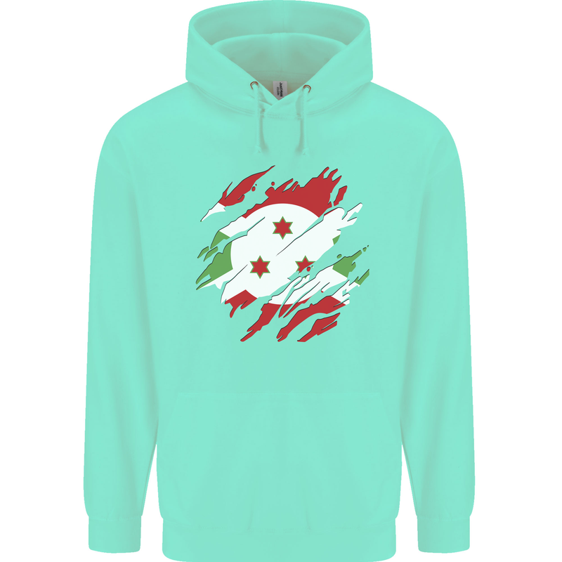 Torn Burundi Flag Burundians Day Football Childrens Kids Hoodie Peppermint
