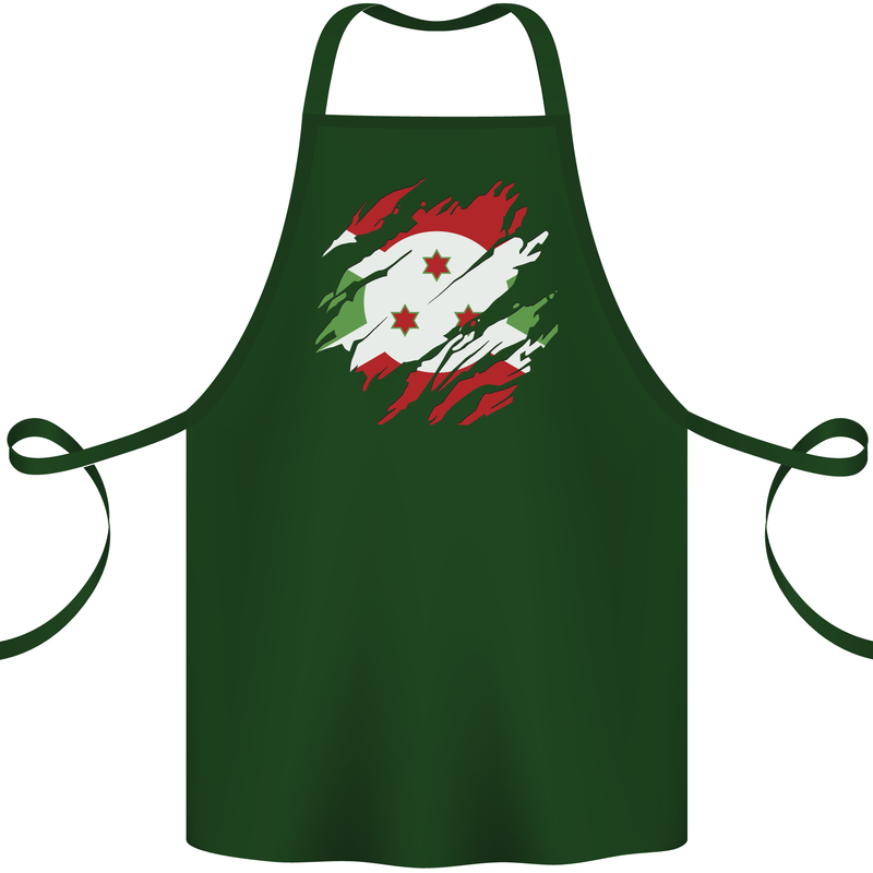 Torn Burundi Flag Burundians Day Football Cotton Apron 100% Organic Forest Green