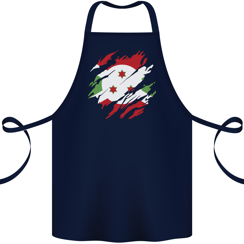Torn Burundi Flag Burundians Day Football Cotton Apron 100% Organic Navy Blue