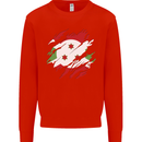 Torn Burundi Flag Burundians Day Football Kids Sweatshirt Jumper Bright Red
