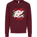 Torn Burundi Flag Burundians Day Football Kids Sweatshirt Jumper Maroon