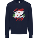 Torn Burundi Flag Burundians Day Football Kids Sweatshirt Jumper Navy Blue