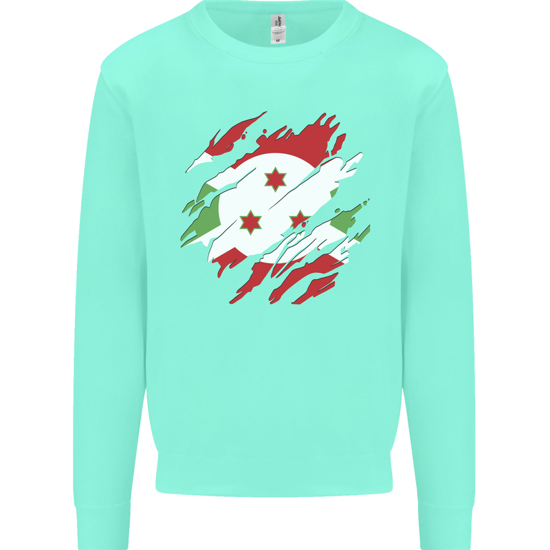 Torn Burundi Flag Burundians Day Football Kids Sweatshirt Jumper Peppermint