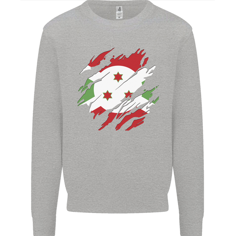 Torn Burundi Flag Burundians Day Football Kids Sweatshirt Jumper Sports Grey