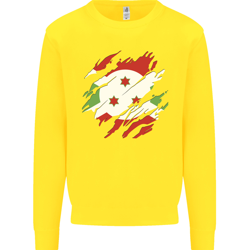 Torn Burundi Flag Burundians Day Football Kids Sweatshirt Jumper Yellow