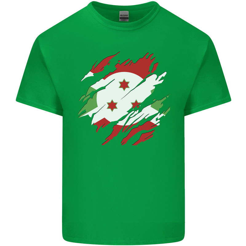 Torn Burundi Flag Burundians Day Football Kids T-Shirt Childrens Irish Green