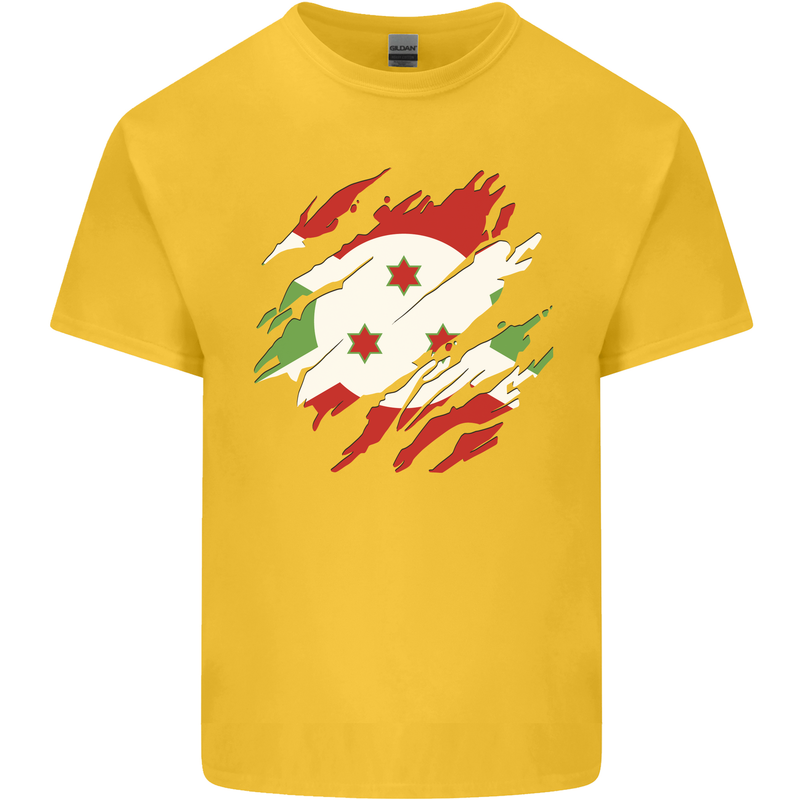 Torn Burundi Flag Burundians Day Football Kids T-Shirt Childrens Yellow