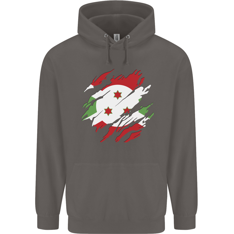 Torn Burundi Flag Burundians Day Football Mens 80% Cotton Hoodie Charcoal
