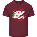 Torn Burundi Flag Burundians Day Football Mens Cotton T-Shirt Tee Top Maroon