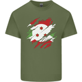 Torn Burundi Flag Burundians Day Football Mens Cotton T-Shirt Tee Top Military Green