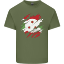Torn Burundi Flag Burundians Day Football Mens Cotton T-Shirt Tee Top Military Green