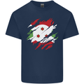 Torn Burundi Flag Burundians Day Football Mens Cotton T-Shirt Tee Top Navy Blue