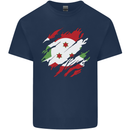Torn Burundi Flag Burundians Day Football Mens Cotton T-Shirt Tee Top Navy Blue