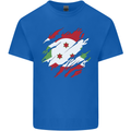 Torn Burundi Flag Burundians Day Football Mens Cotton T-Shirt Tee Top Royal Blue