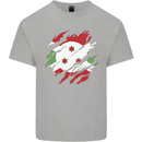 Torn Burundi Flag Burundians Day Football Mens Cotton T-Shirt Tee Top Sports Grey