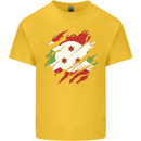 Torn Burundi Flag Burundians Day Football Mens Cotton T-Shirt Tee Top Yellow