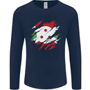 Torn Burundi Flag Burundians Day Football Mens Long Sleeve T-Shirt Navy Blue