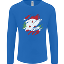 Torn Burundi Flag Burundians Day Football Mens Long Sleeve T-Shirt Royal Blue