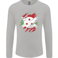 Torn Burundi Flag Burundians Day Football Mens Long Sleeve T-Shirt Sports Grey