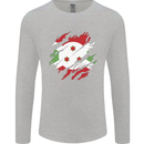 Torn Burundi Flag Burundians Day Football Mens Long Sleeve T-Shirt Sports Grey