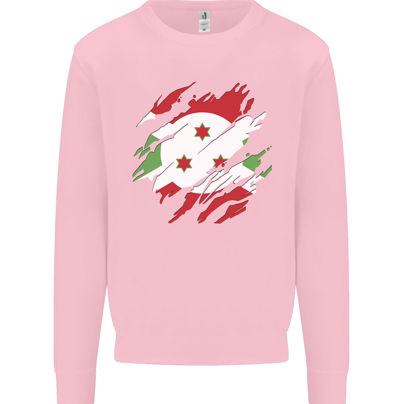 Torn Burundi Flag Burundians Day Football Mens Sweatshirt Jumper Light Pink