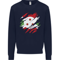 Torn Burundi Flag Burundians Day Football Mens Sweatshirt Jumper Navy Blue