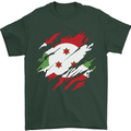 Torn Burundi Flag Burundians Day Football Mens T-Shirt 100% Cotton Forest Green