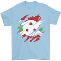 Torn Burundi Flag Burundians Day Football Mens T-Shirt 100% Cotton Light Blue