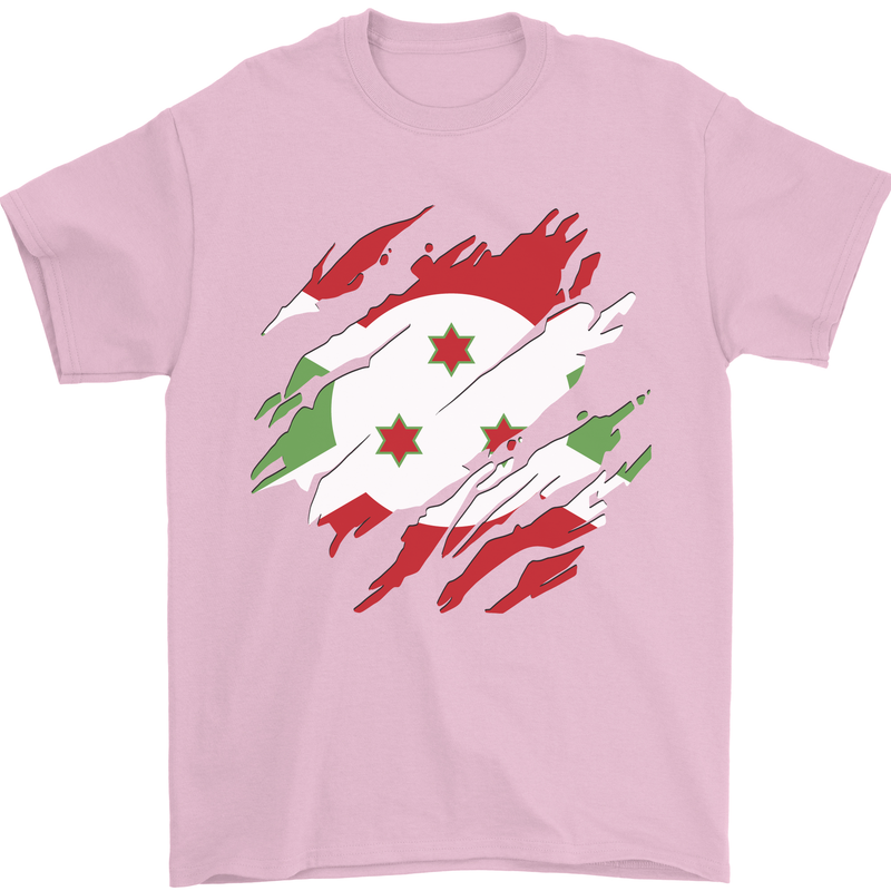 Torn Burundi Flag Burundians Day Football Mens T-Shirt 100% Cotton Light Pink