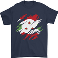Torn Burundi Flag Burundians Day Football Mens T-Shirt 100% Cotton Navy Blue