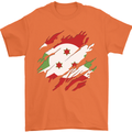 Torn Burundi Flag Burundians Day Football Mens T-Shirt 100% Cotton Orange