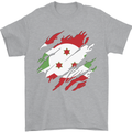 Torn Burundi Flag Burundians Day Football Mens T-Shirt 100% Cotton Sports Grey