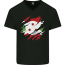 Torn Burundi Flag Burundians Day Football Mens V-Neck Cotton T-Shirt Black
