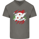 Torn Burundi Flag Burundians Day Football Mens V-Neck Cotton T-Shirt Charcoal