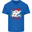 Torn Burundi Flag Burundians Day Football Mens V-Neck Cotton T-Shirt Royal Blue